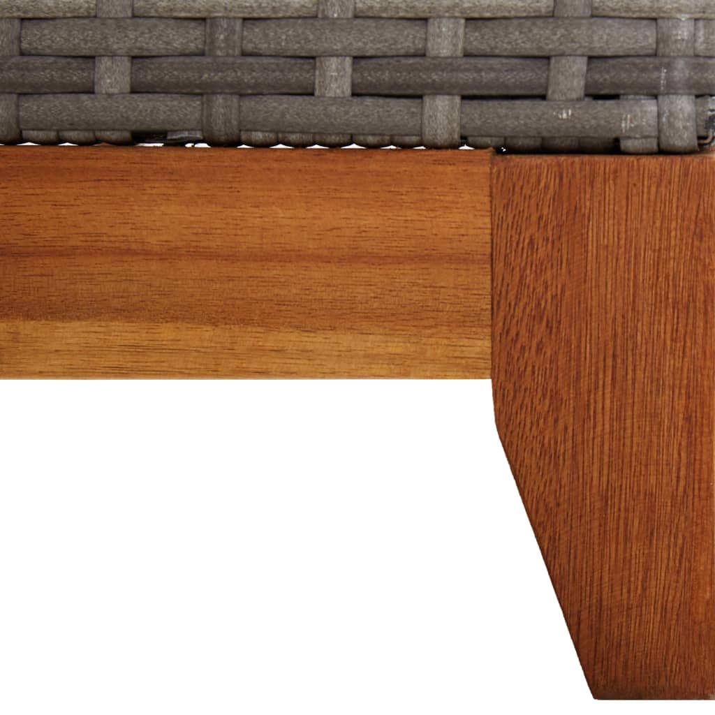 Grey PE wicker and solid acacia wood sun lounger
