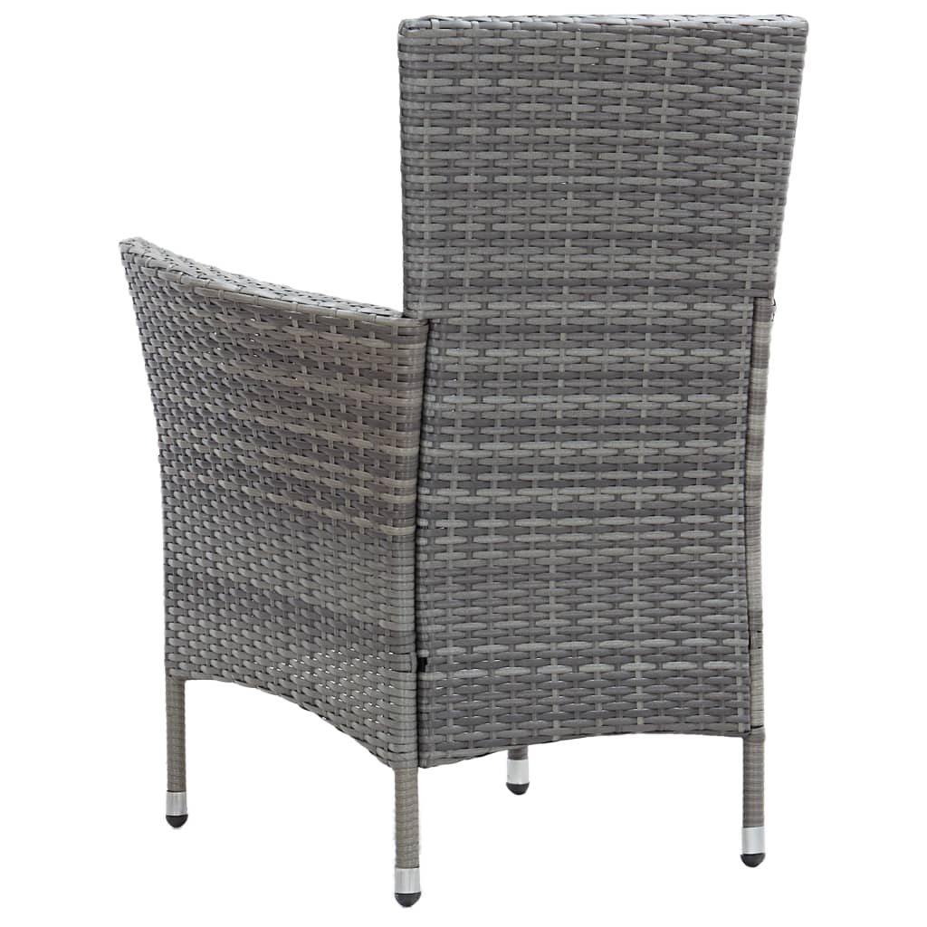 7 pcs conjunto jantar exterior com almofadões vime PE cinzento