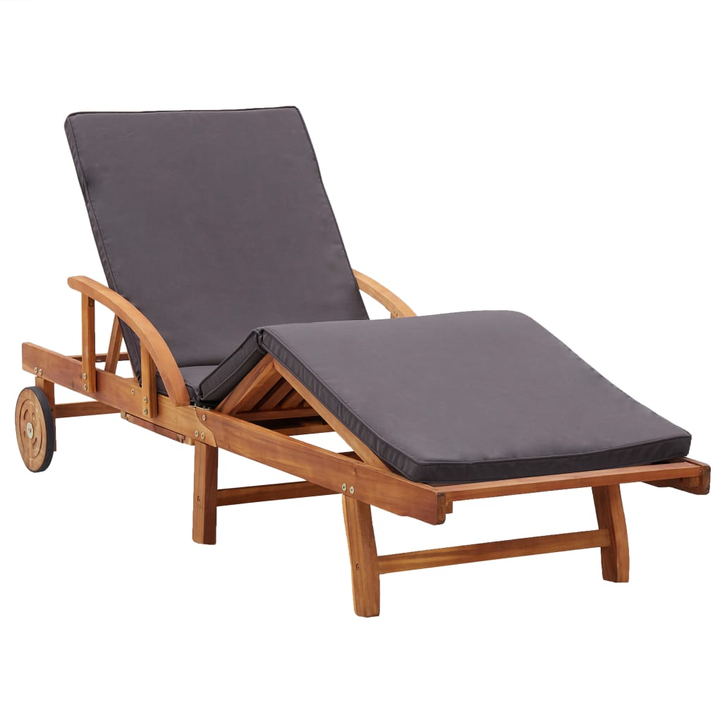Sun lounger with solid acacia wood cushion