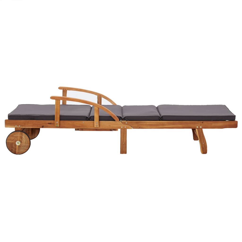 Sun lounger with solid acacia wood cushion
