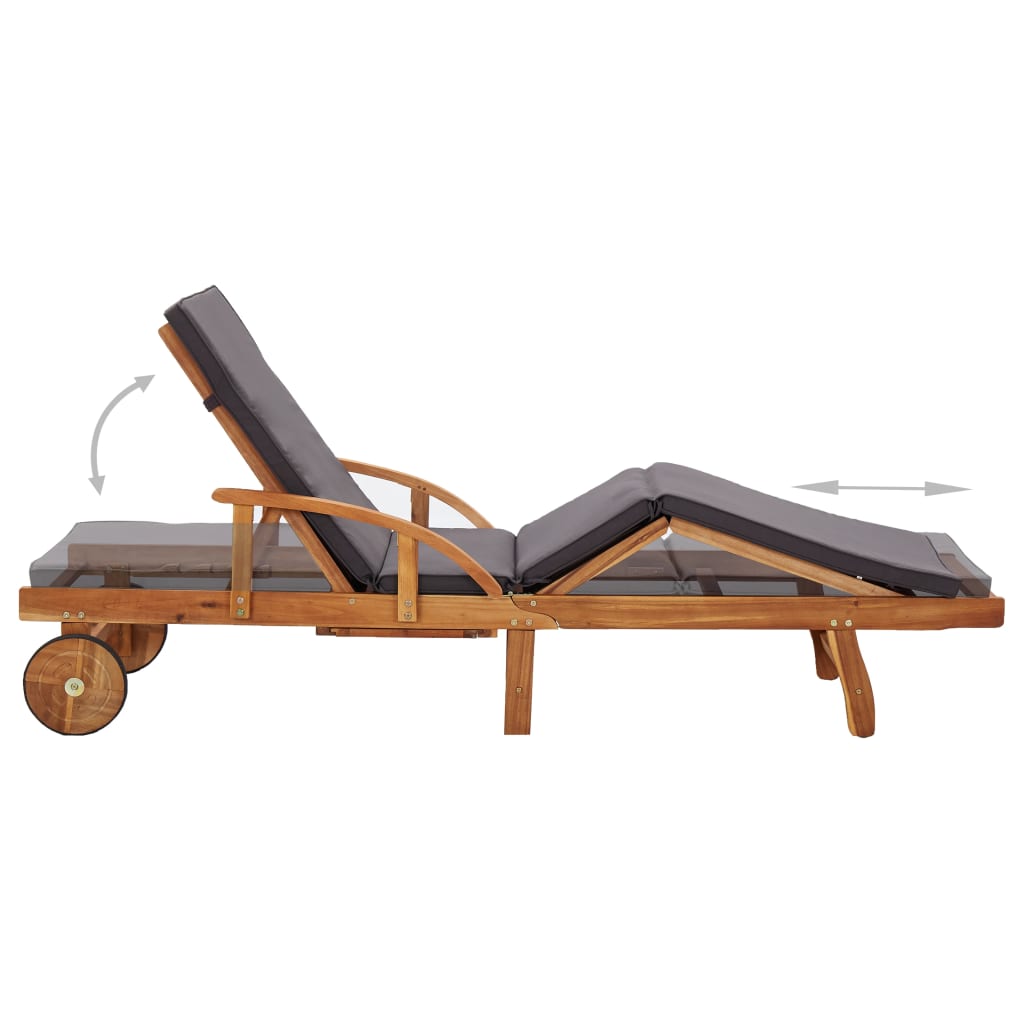 Sun lounger with solid acacia wood cushion