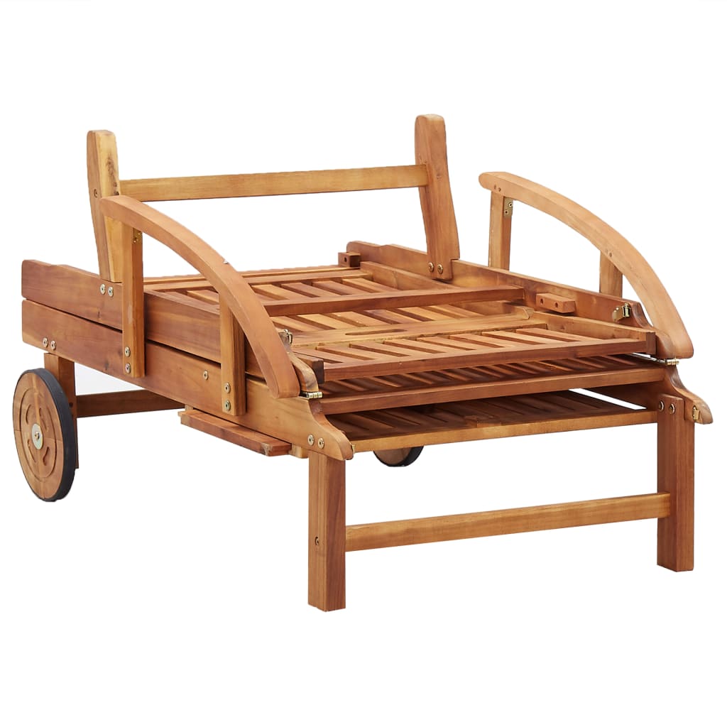 Sun lounger with solid acacia wood cushion