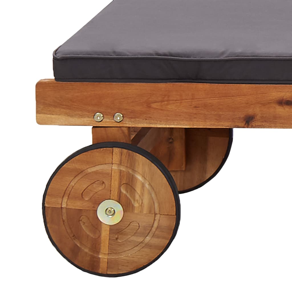 Sun lounger with solid acacia wood cushion
