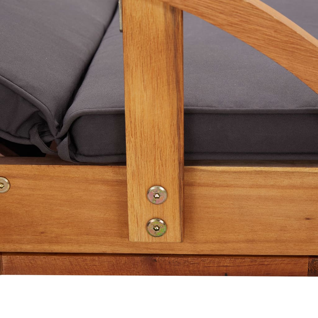 Sun lounger with solid acacia wood cushion