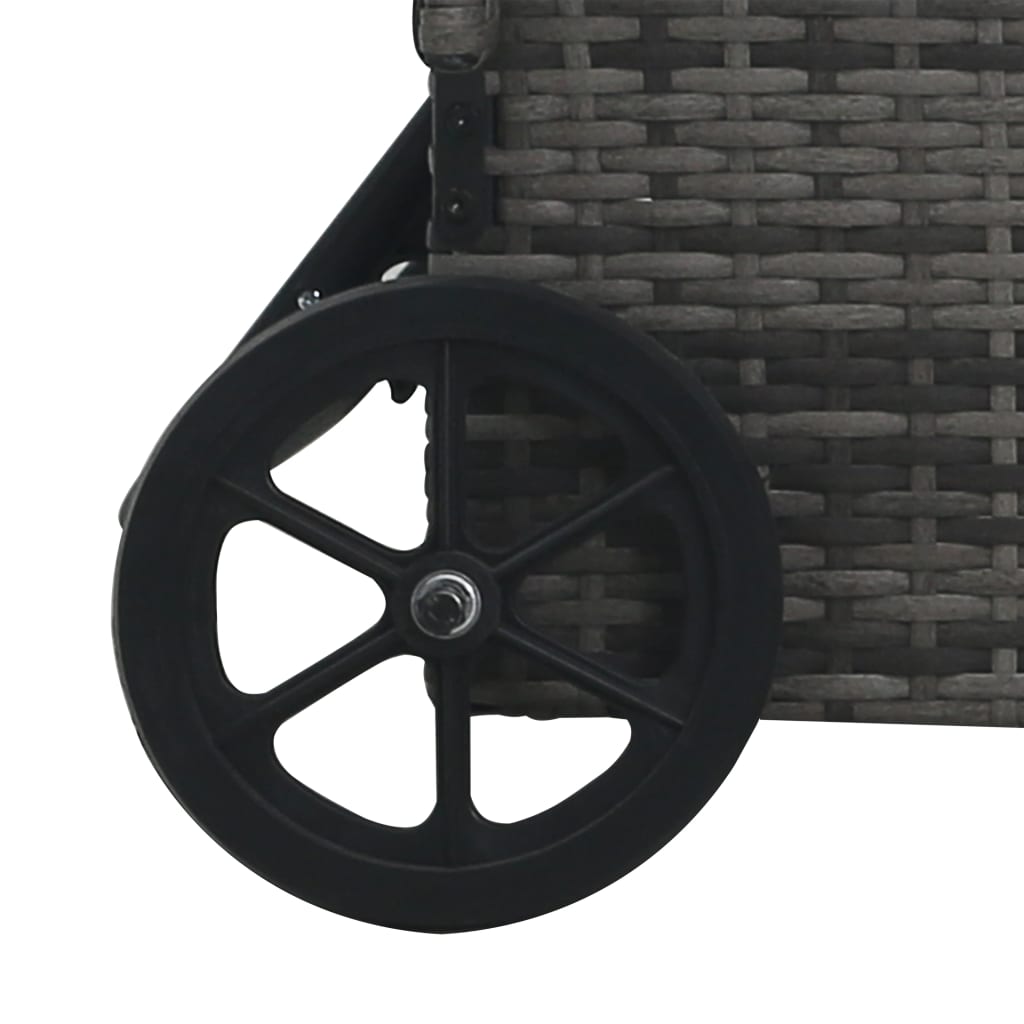 Grey PE wicker sun lounger with wheels