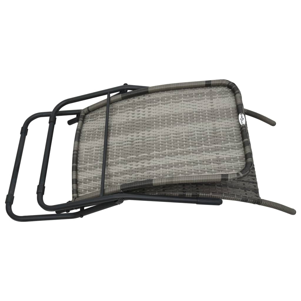 Grey PE wicker folding sun lounger