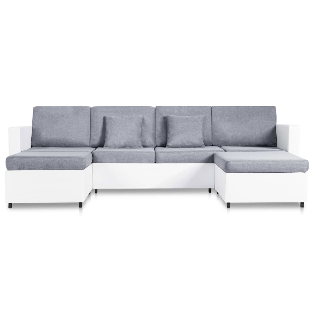Sofá-cama em couro artificial 4 lugares branco