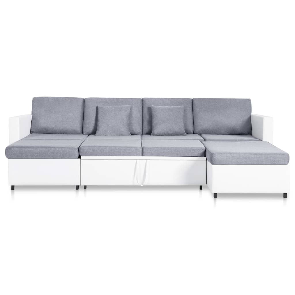 Sofá-cama em couro artificial 4 lugares branco