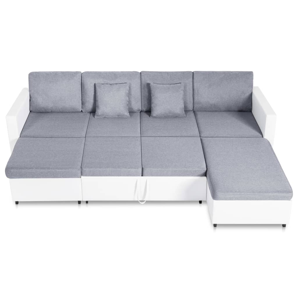 Sofá-cama em couro artificial 4 lugares branco