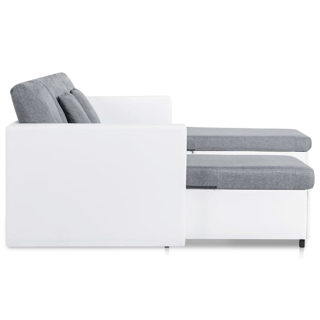 Sofá-cama em couro artificial 4 lugares branco
