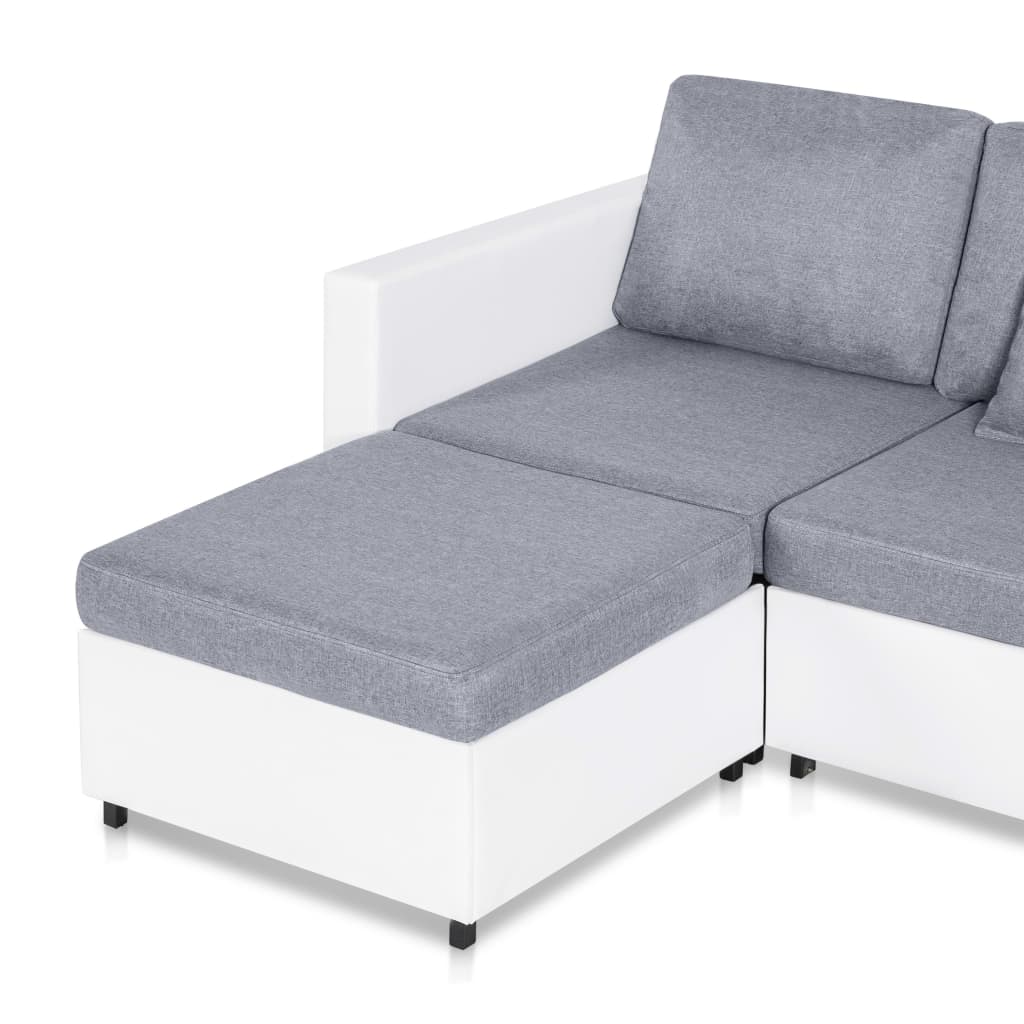 Sofá-cama em couro artificial 4 lugares branco