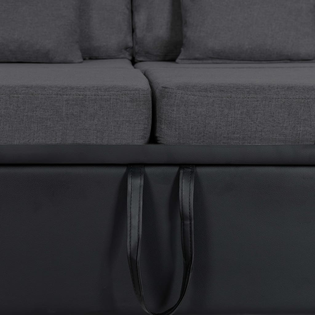 Sofá-cama em couro artificial 4 lugares preto