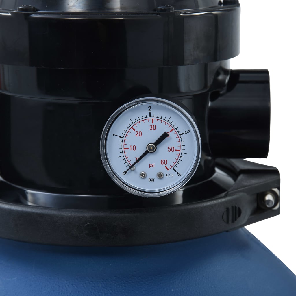Sand filter for swimming pool with 4-position valve, blue, 300 mm