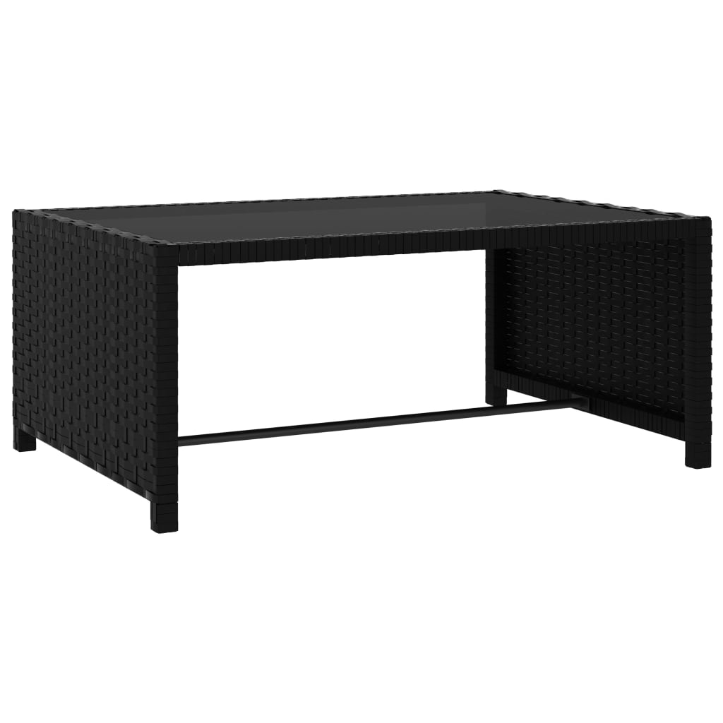 Sun loungers with table 2 pcs black PE rattan