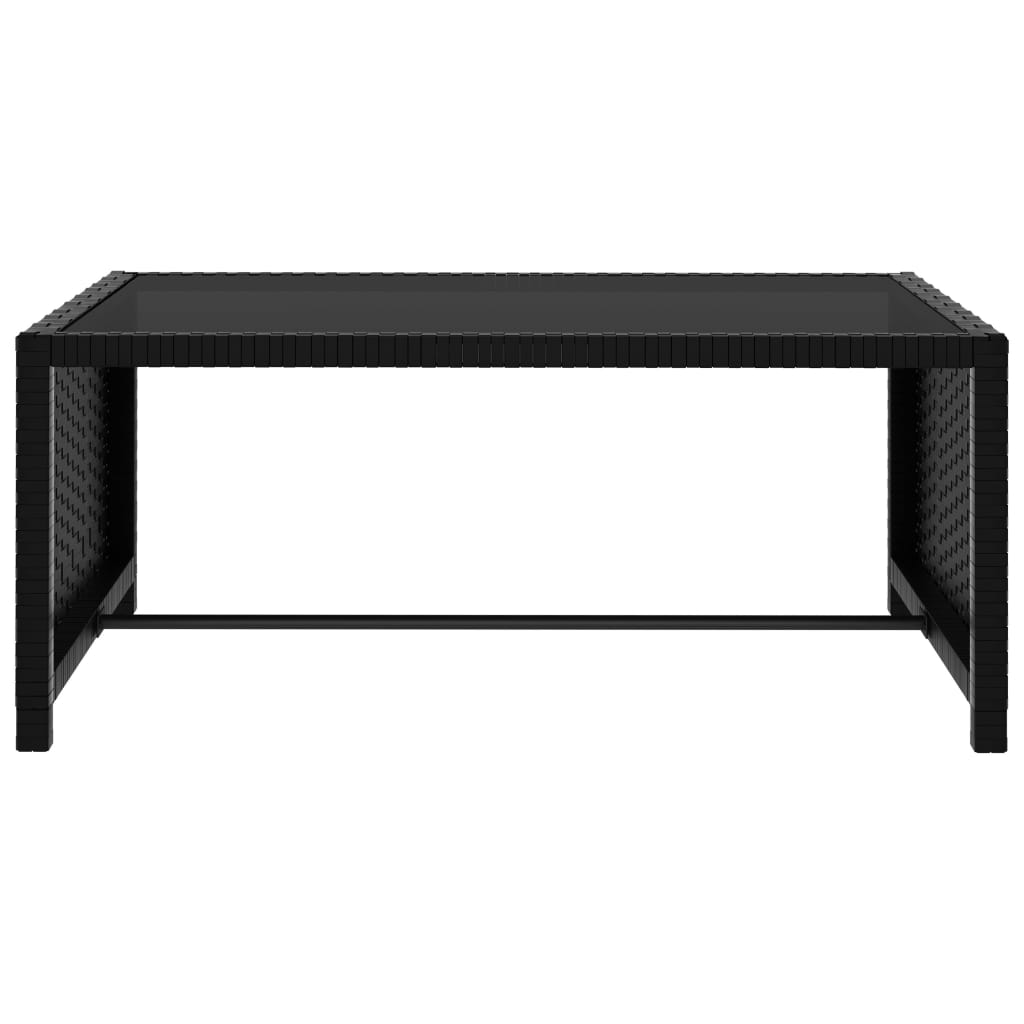Sun loungers with table 2 pcs black PE rattan