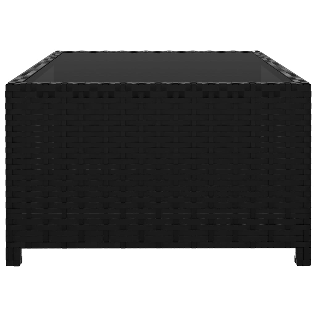 Sun loungers with table 2 pcs black PE rattan