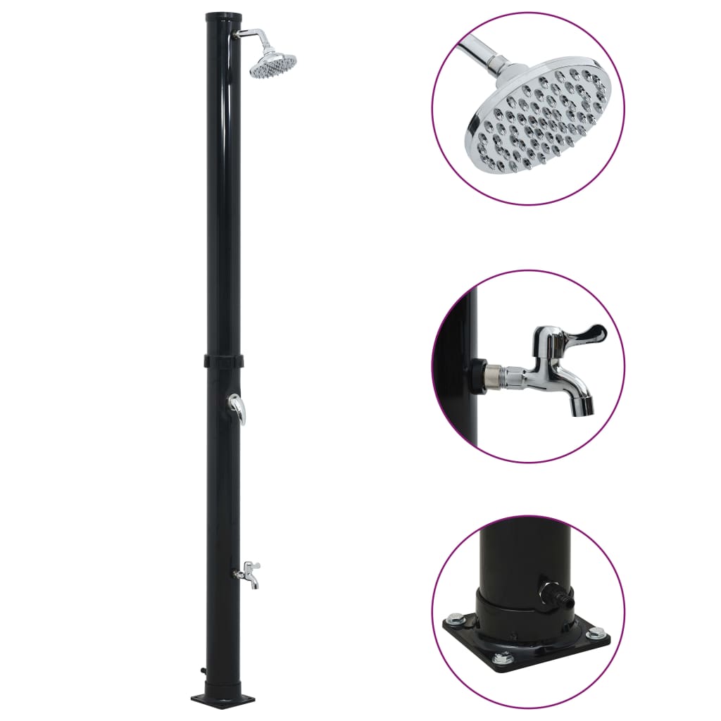 Solar shower 220 cm 20 L black