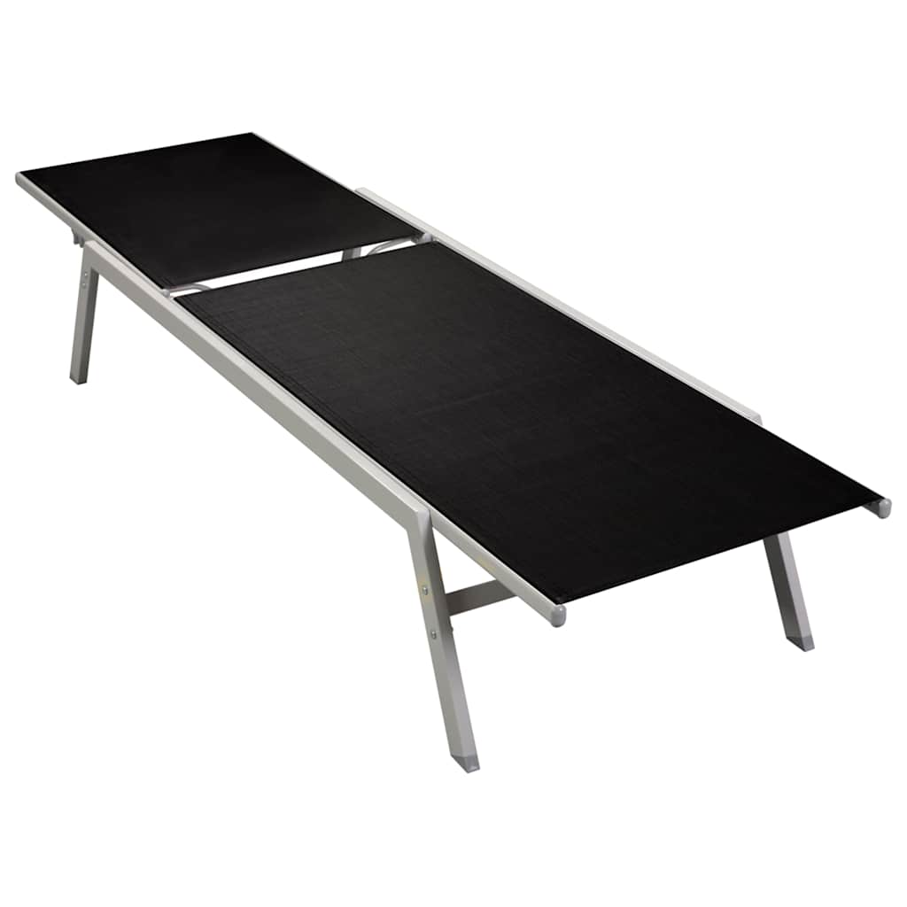 Sun lounger in steel and black textilene
