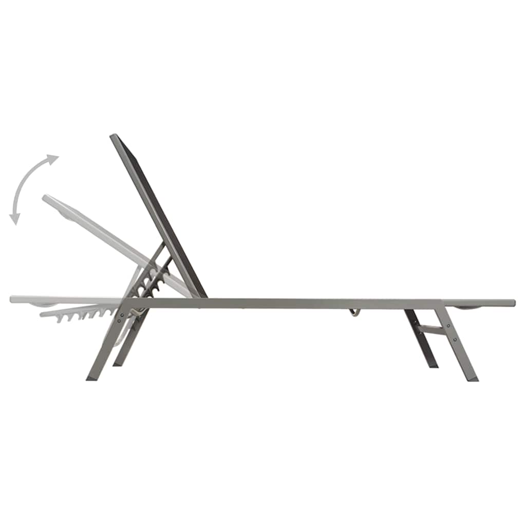 Sun lounger in steel and black textilene