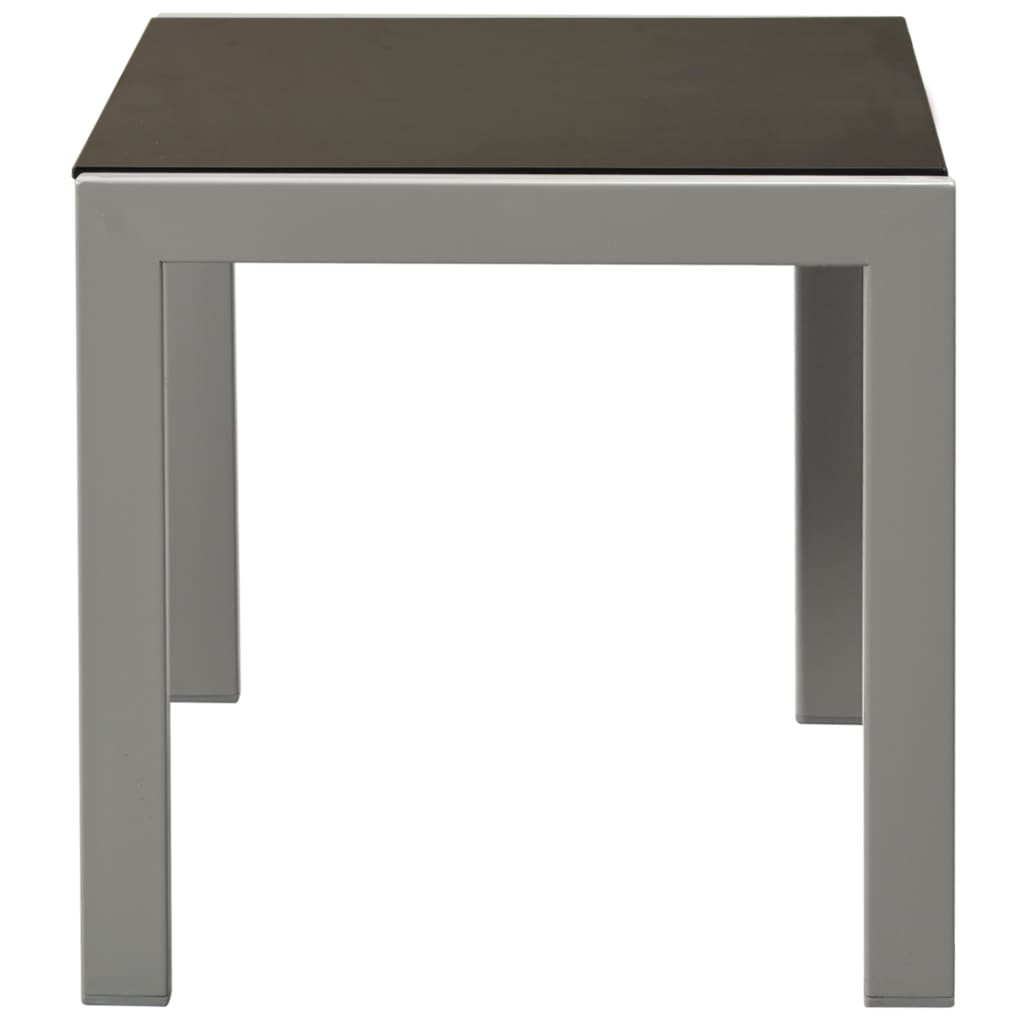 Sun loungers with table 2 pcs steel and black textilene