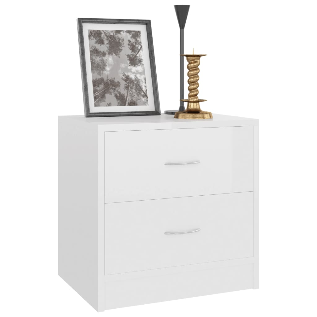 Mesa de cabeceira derivados de madeira branco brilhante
