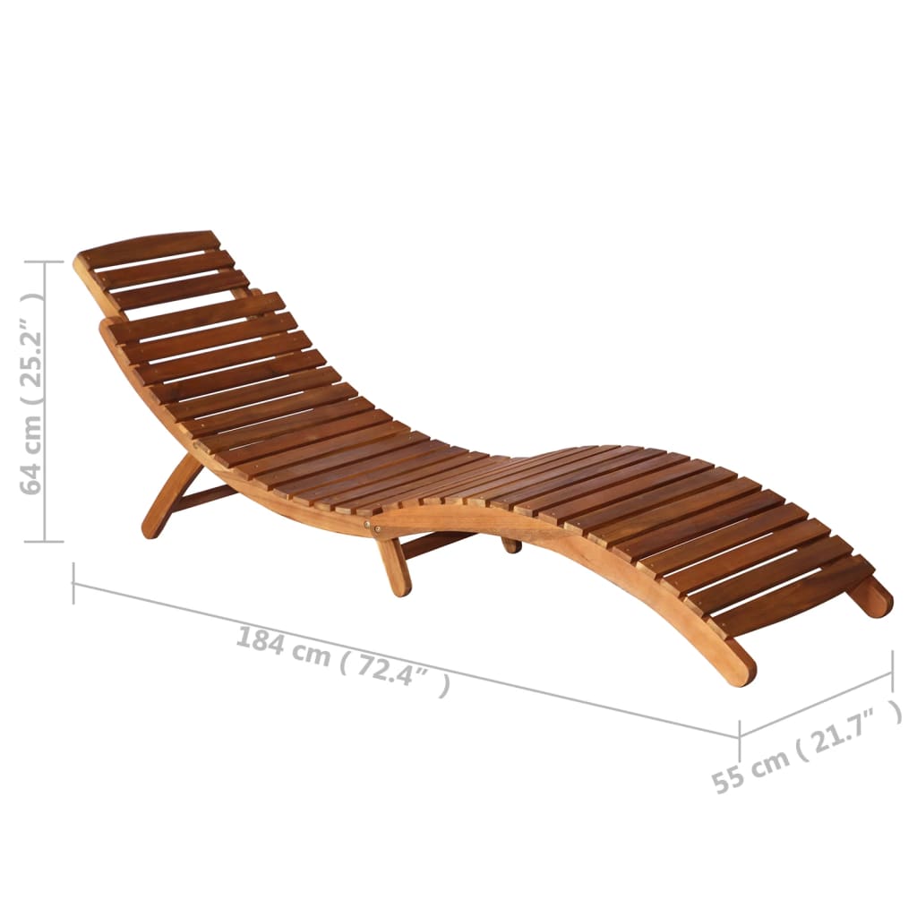 3 pcs sun lounger with coffee table in solid acacia wood
