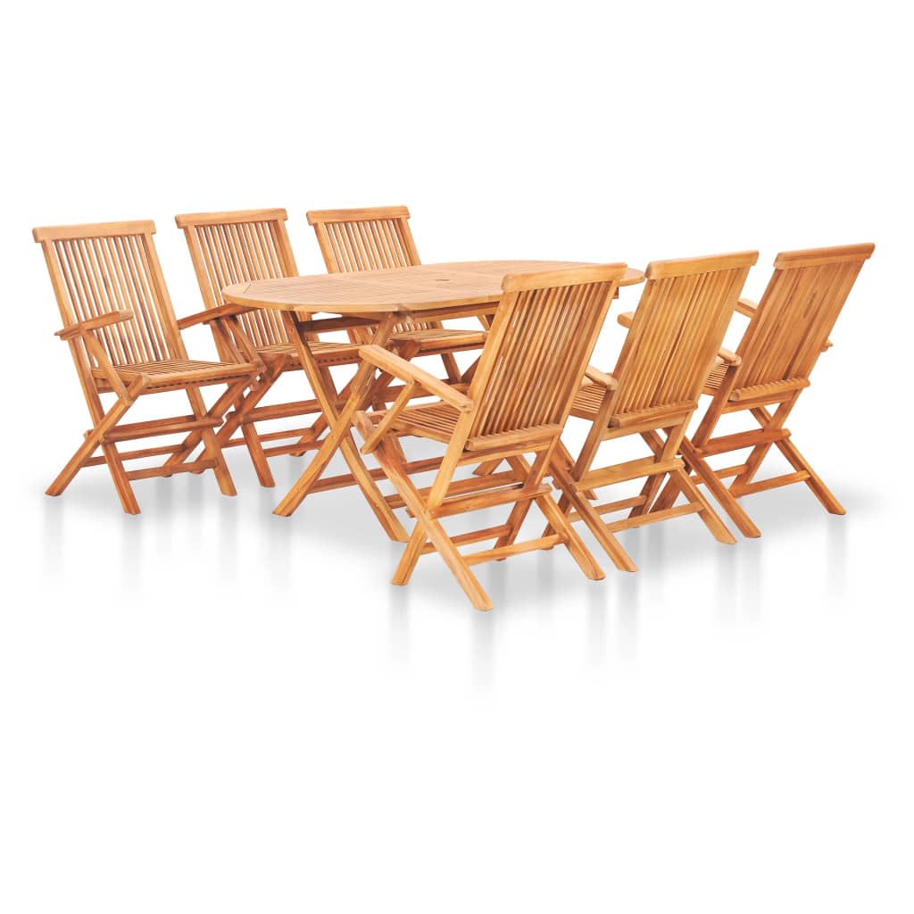 7 pcs Outdoor Folding Dining Set Solid Teak Wood