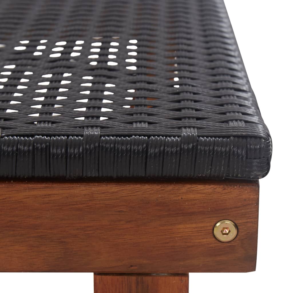 Sun lounger in PE wicker and solid acacia wood in black
