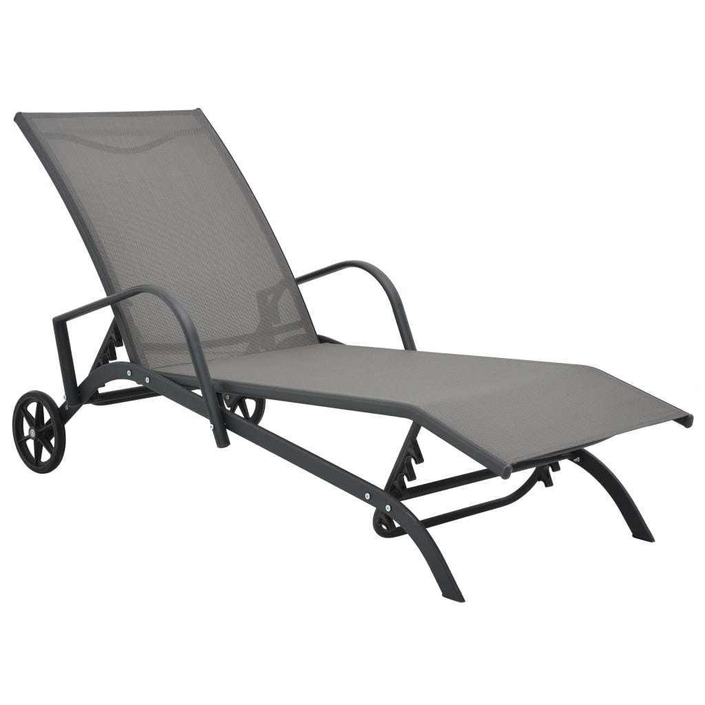 Espreguiçadeiras com mesa 2 pcs textilene e aço