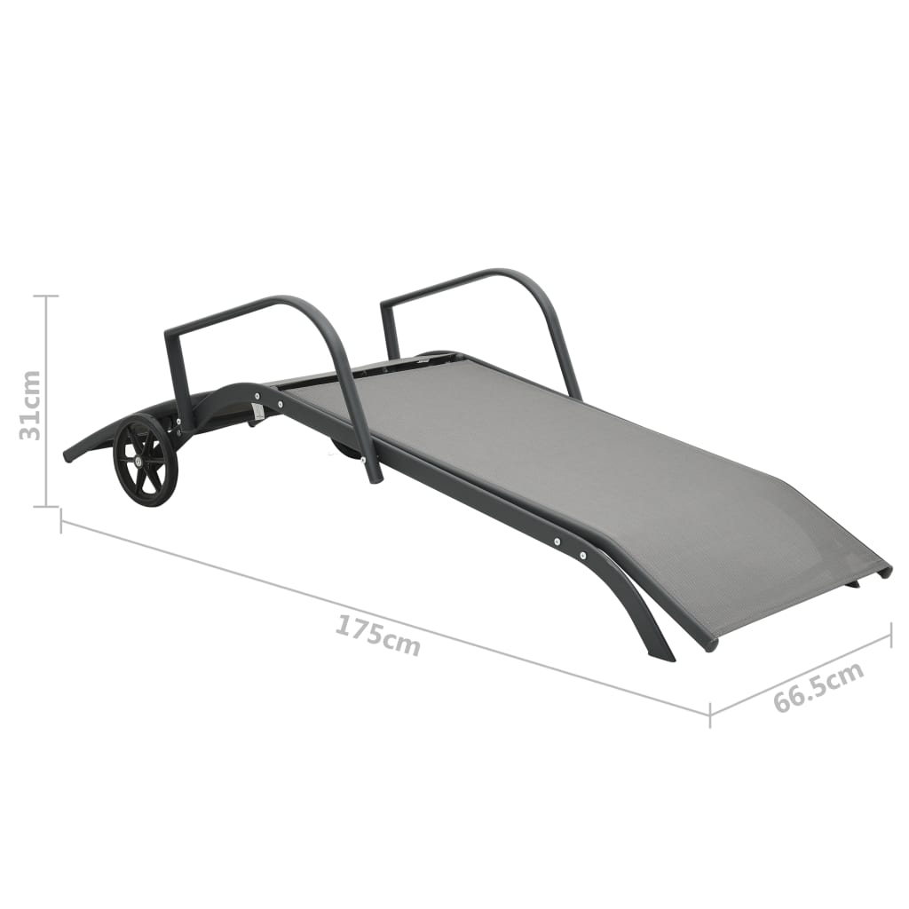 Espreguiçadeiras com mesa 2 pcs textilene e aço