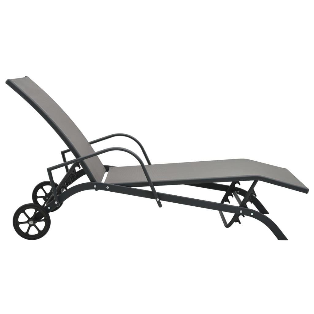 Espreguiçadeiras com mesa 2 pcs textilene e aço