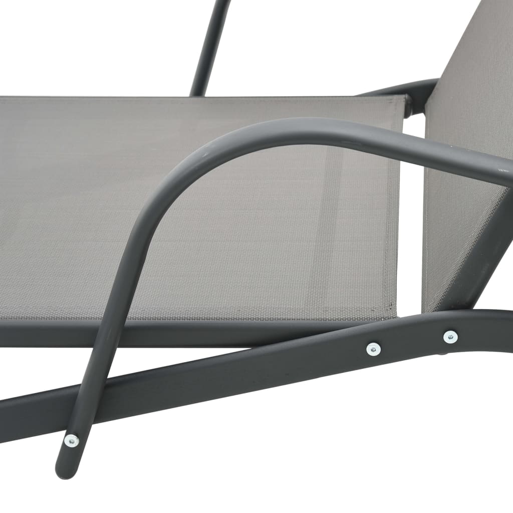 Espreguiçadeiras com mesa 2 pcs textilene e aço
