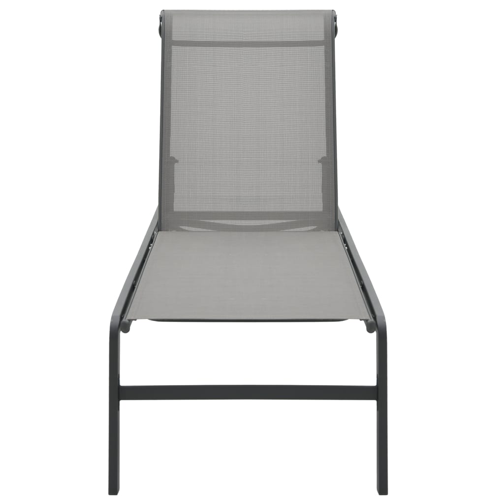 Sun loungers with table 2 pcs textilene and steel