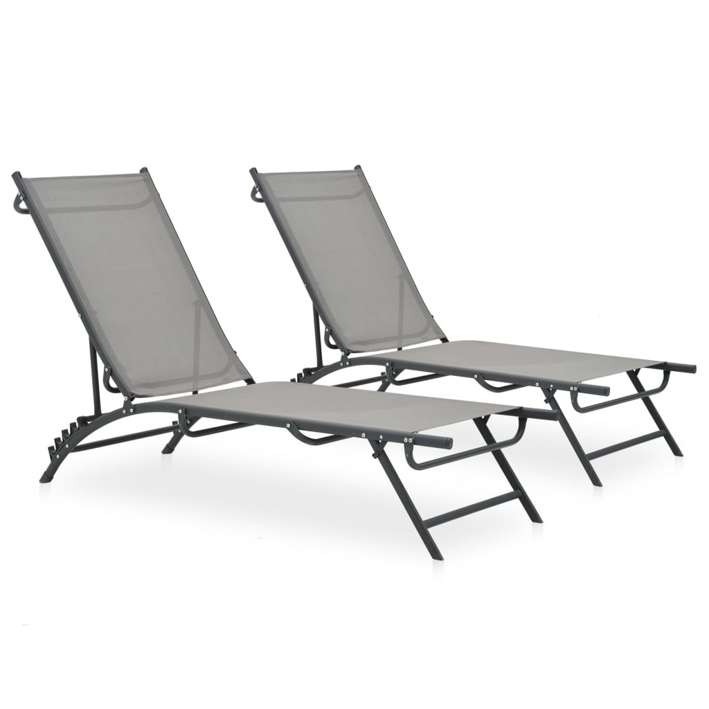 Sun loungers 2 pcs textilene and steel