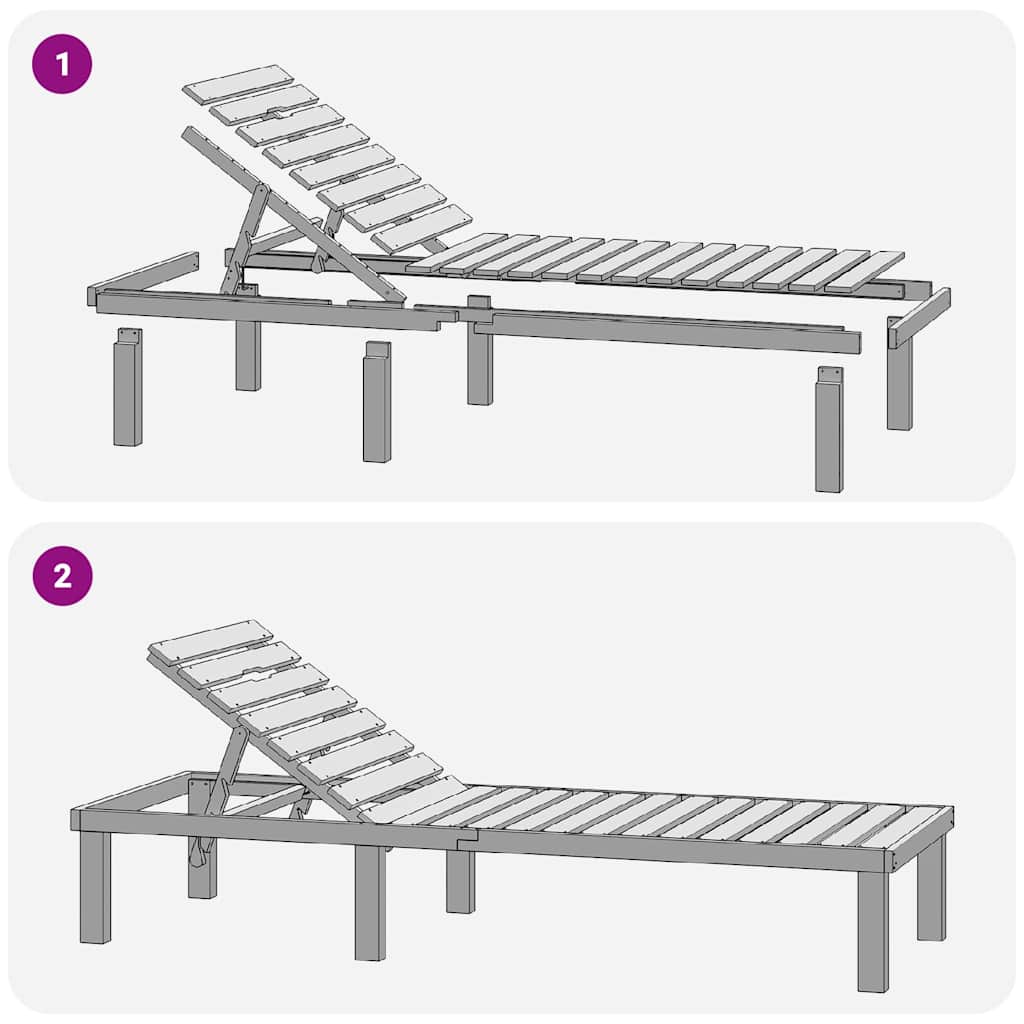 Impregnated pine wood sun lounger