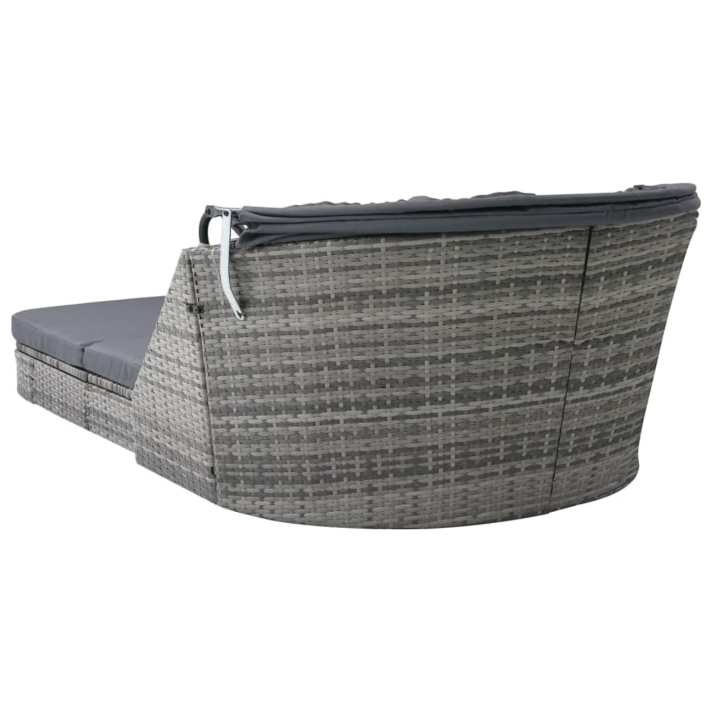 Sun lounger with canopy in anthracite PE wicker