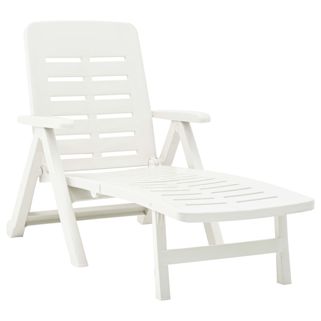 White plastic folding sun lounger