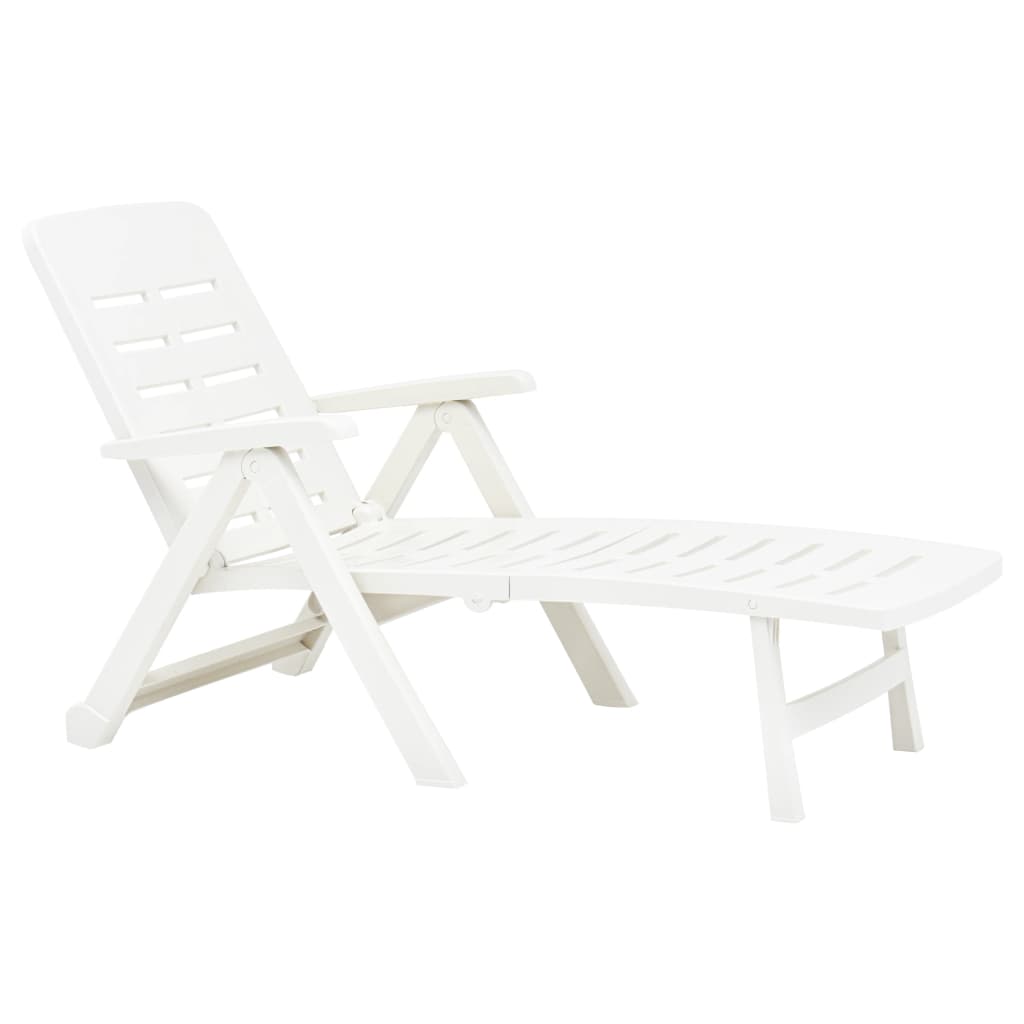 White plastic folding sun lounger