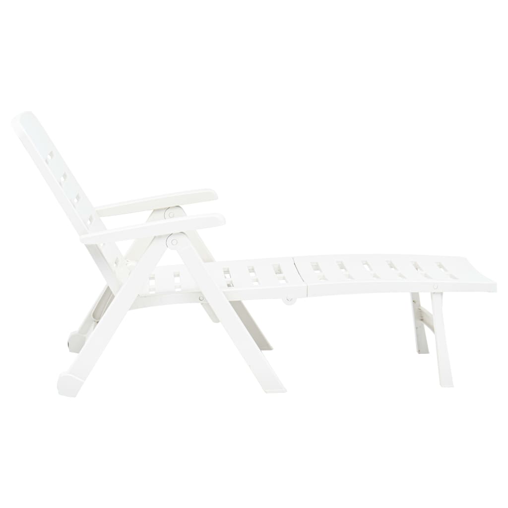White plastic folding sun lounger