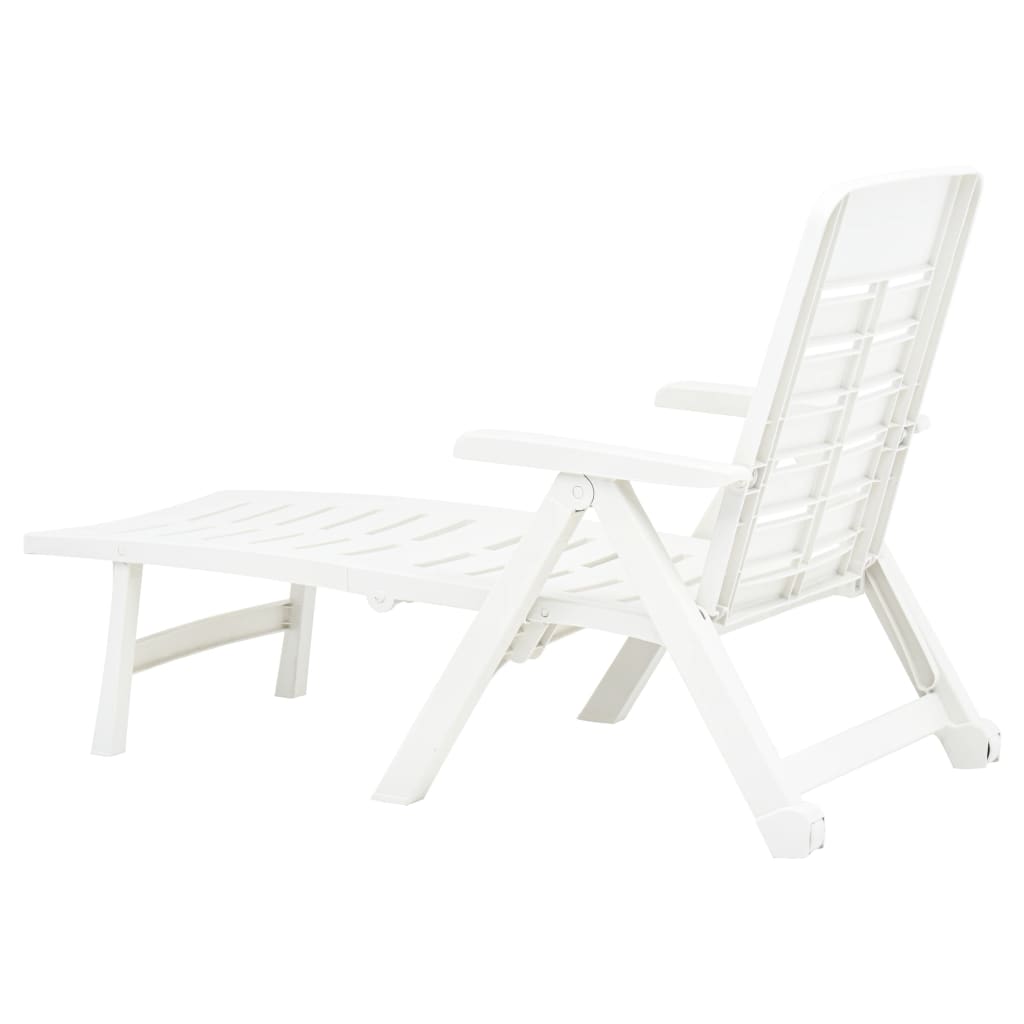 White plastic folding sun lounger