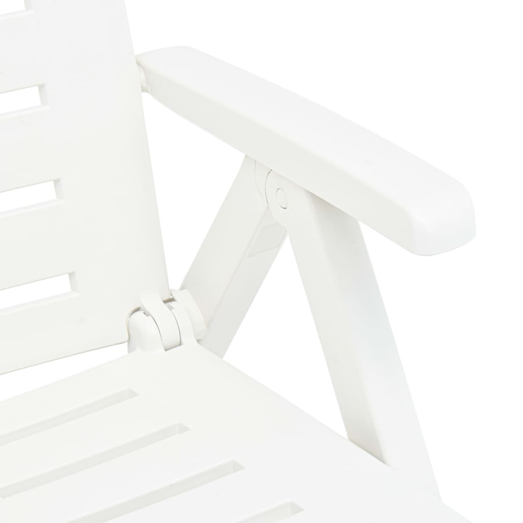 White plastic folding sun lounger