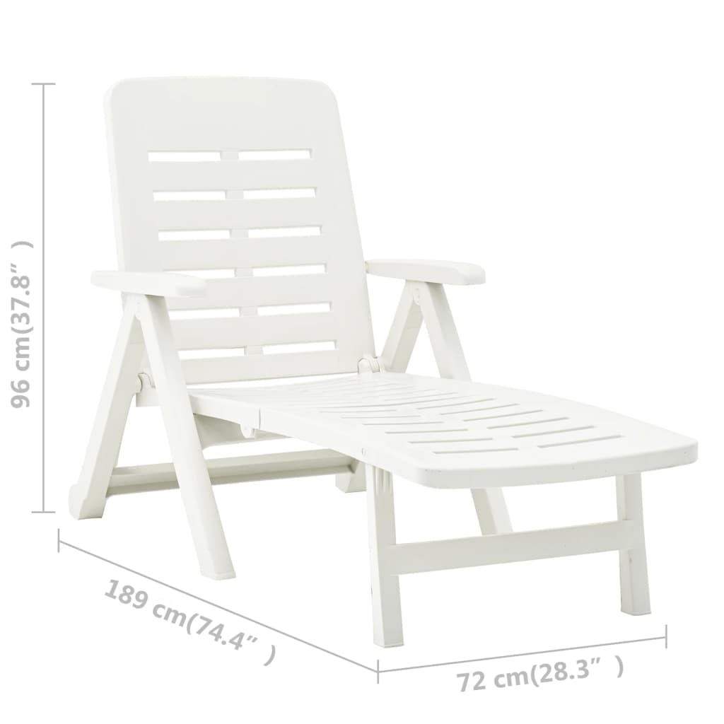 White plastic folding sun lounger