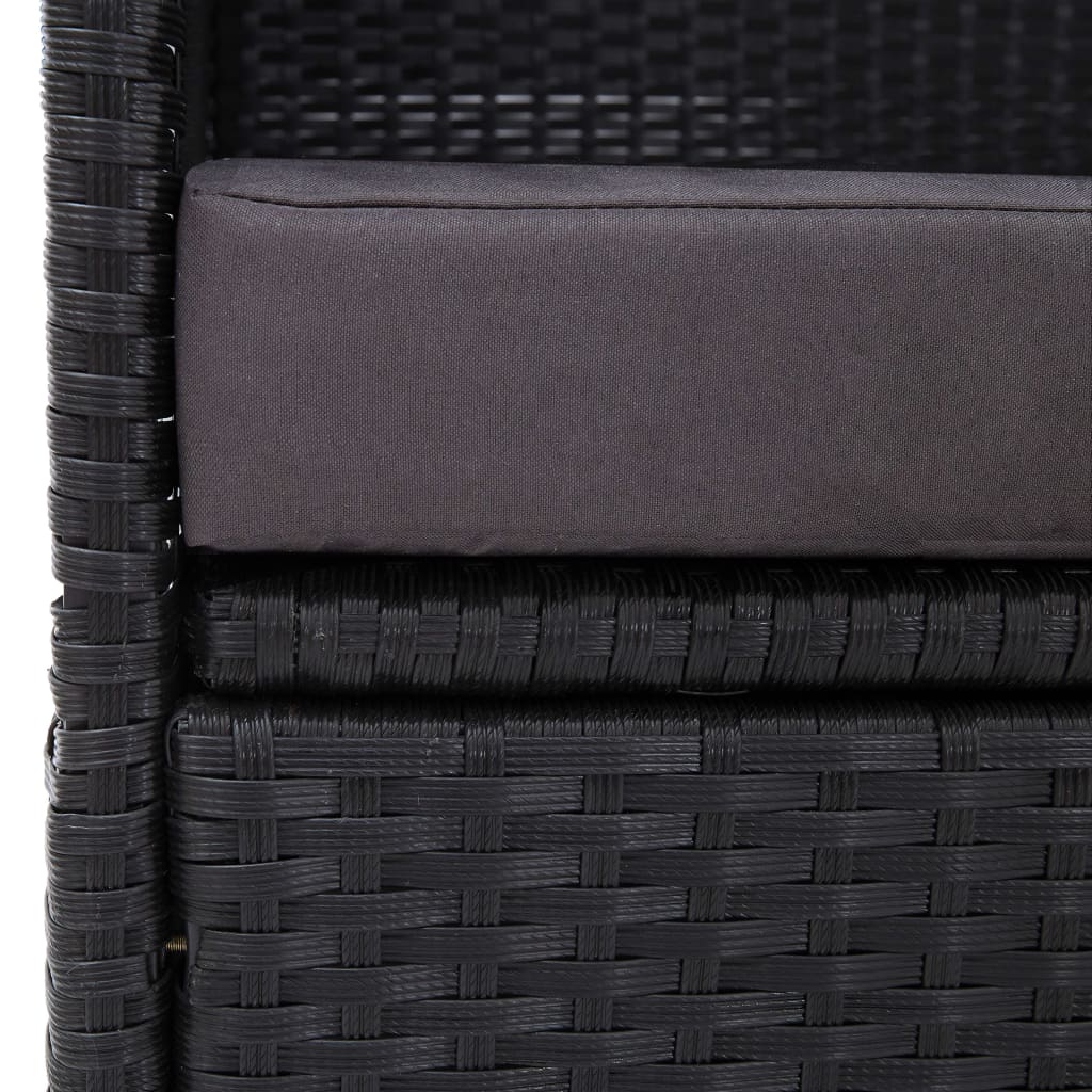Outdoor sofa bed with canopy in black PE wicker