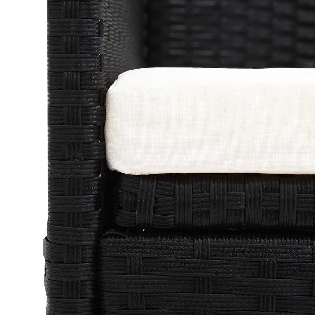Garden sofa with black wicker awning