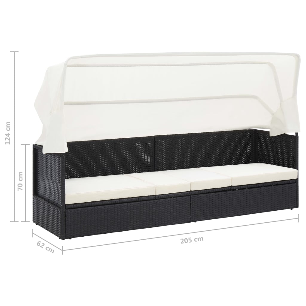 Garden sofa with black wicker awning