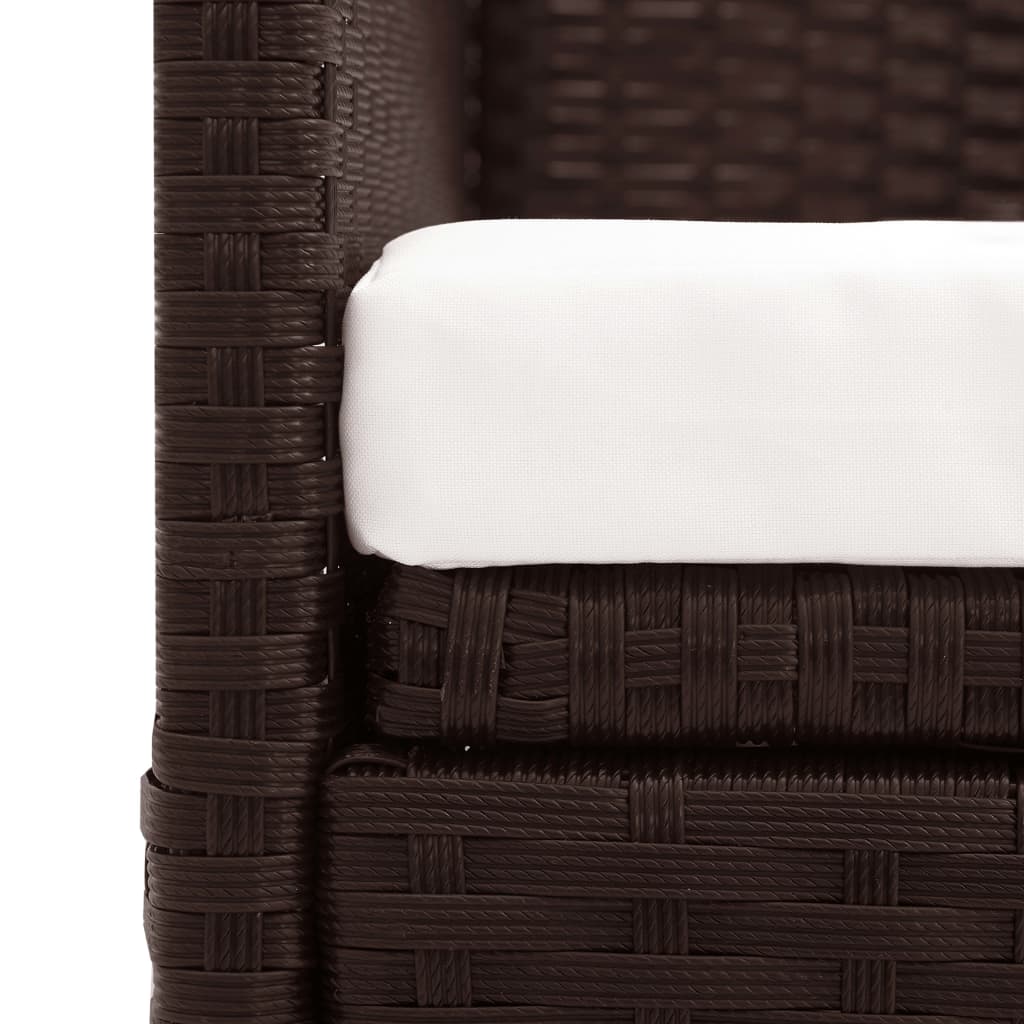 Brown wicker garden sofa with awning