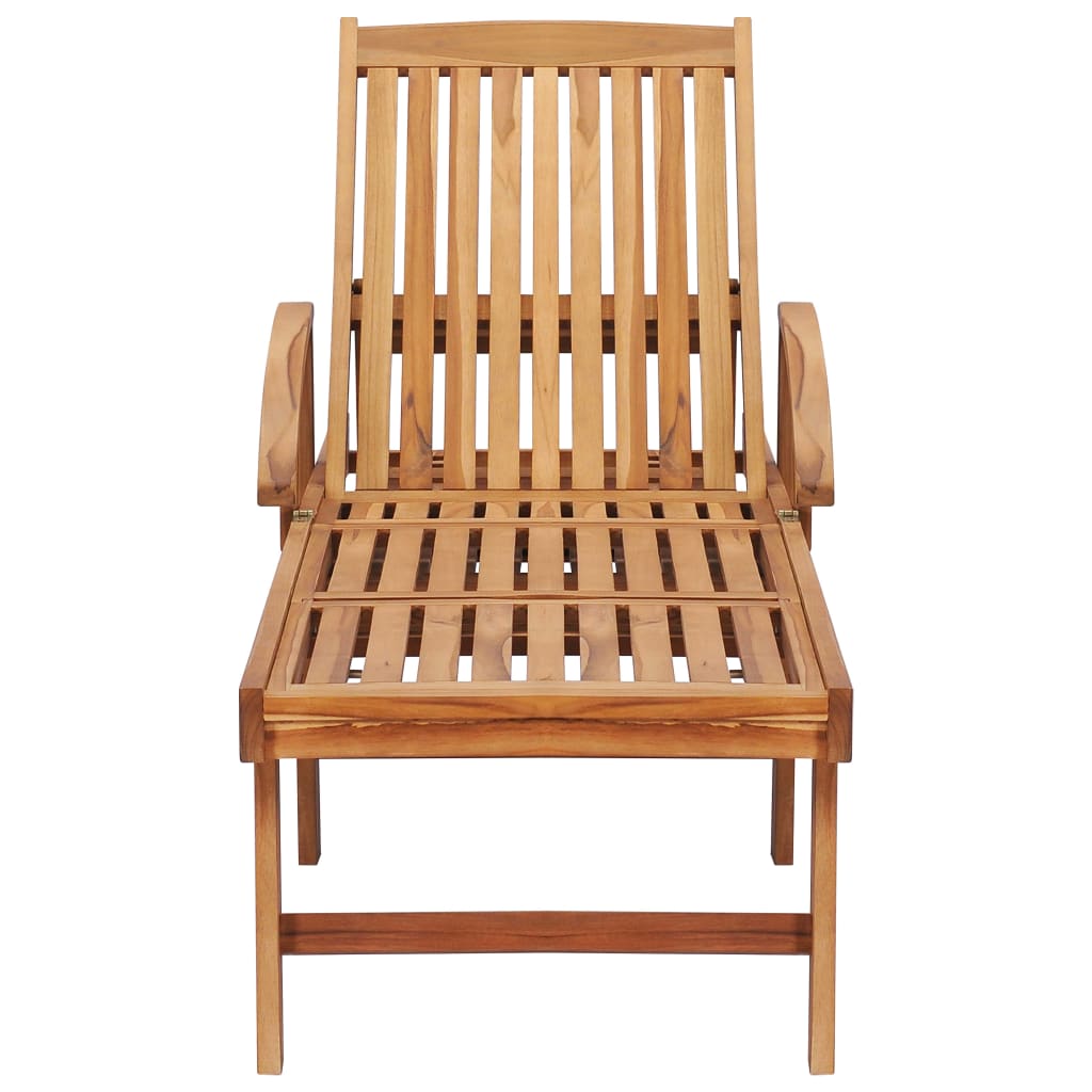 Sun loungers with table 2 pcs solid teak wood