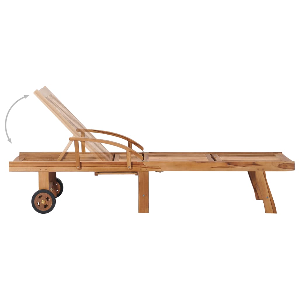 Sun loungers with table 2 pcs solid teak wood