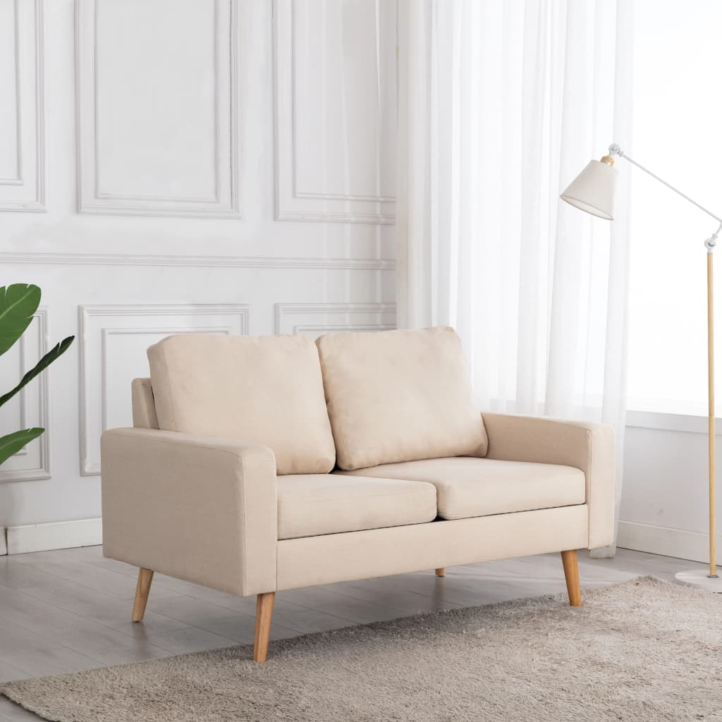 2-seater sofa in cream-colored fabric