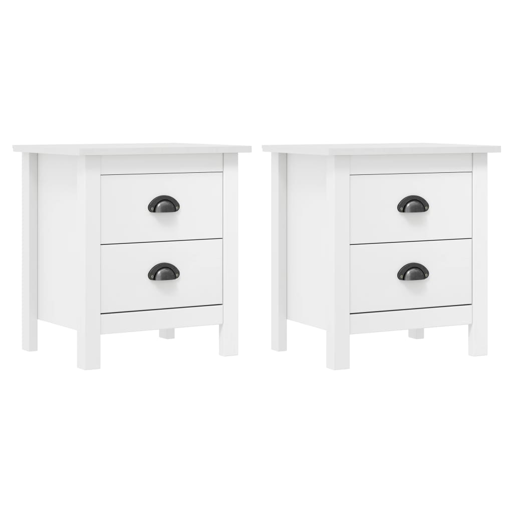Mesas cabeceira Hill 2 pcs 46x35x49,5cm pinho branco